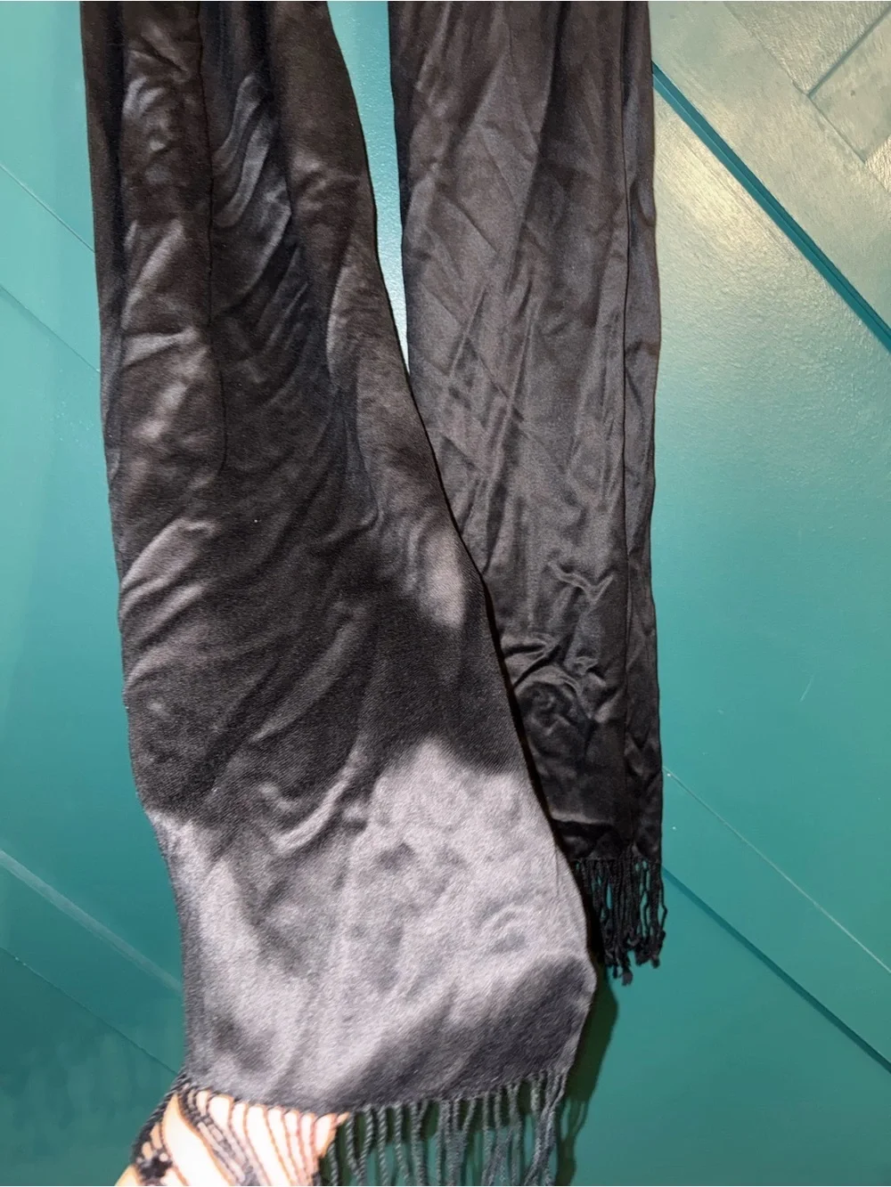 Classic Black Fringe Scarf 100% Viscose Lightweight -Silk Like Women Accessories